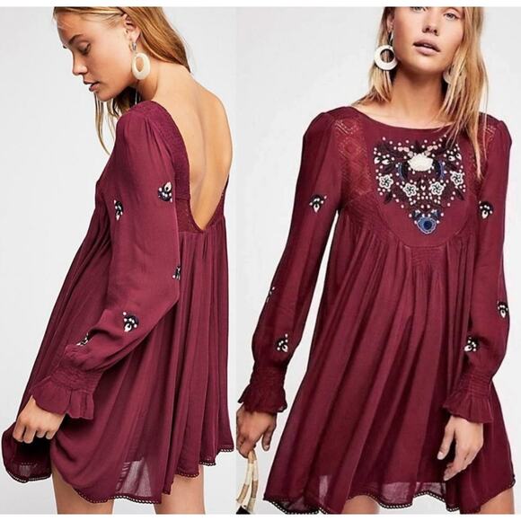 Free People Dresses & Skirts - Free People Embroidered Babydoll Dress Boho Cottage